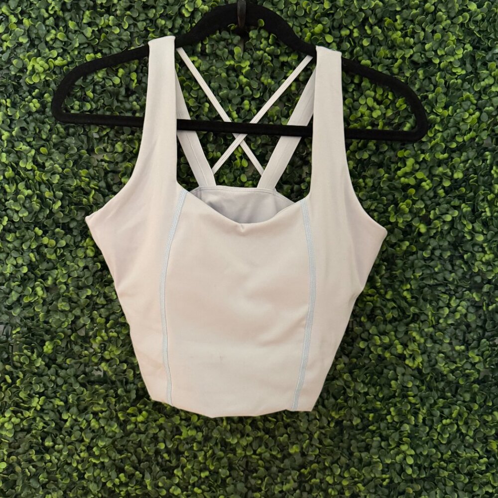 1st Phorm Sports Bra Light Beige Strappy Back Athletic Bra Size S